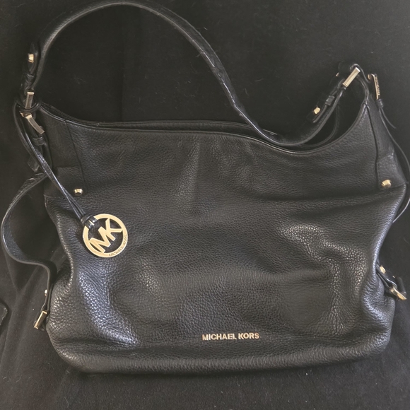 Michael Kors Handbags - Michael Kors Black Leather Shoulder Bag with Gold Accents
